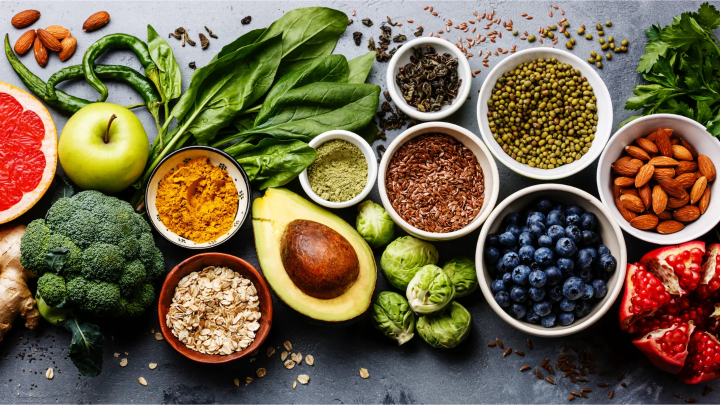 Assortment of fresh fruits and vegetables