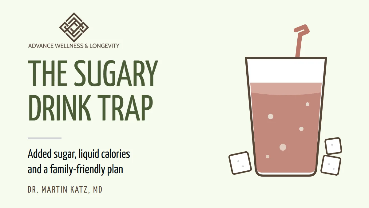 The Sugary Drink Trap, a newsletter article by Dr. Martin Katz of Advance Wellness and Longevity